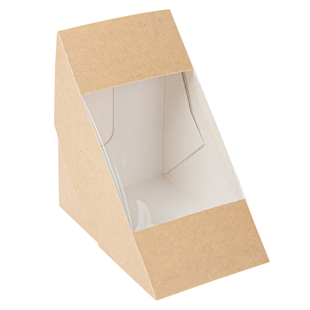 253.54-SCATOLE PANINO TRIPLO CON FINESTRA 'THEPACK'  12,4x12,4x8,3 CM NATURALE CARTONE NANO-MICRO + OPP (50 u.)