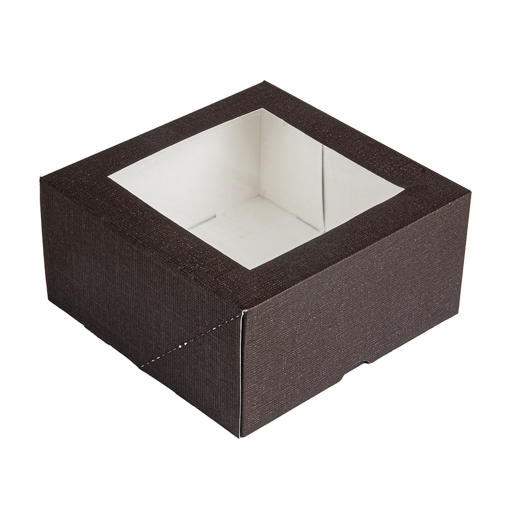 269.60-SCATOLE PER PASTICCERIA CON FINESTRA 'THEPACK'  16x16x8 CM CIOCCOLATO CARTONE NANO-MICRO + OPP (50 u.)