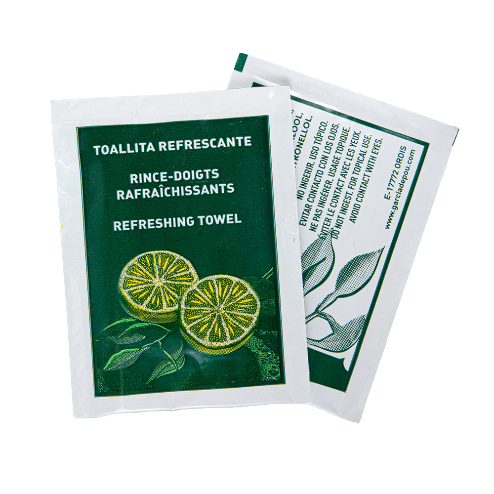 110.90-100 SALVIETTE RINFRESCANTE CITRON 45 G/M2 6x8 CM. BIANCO CELLULOSA