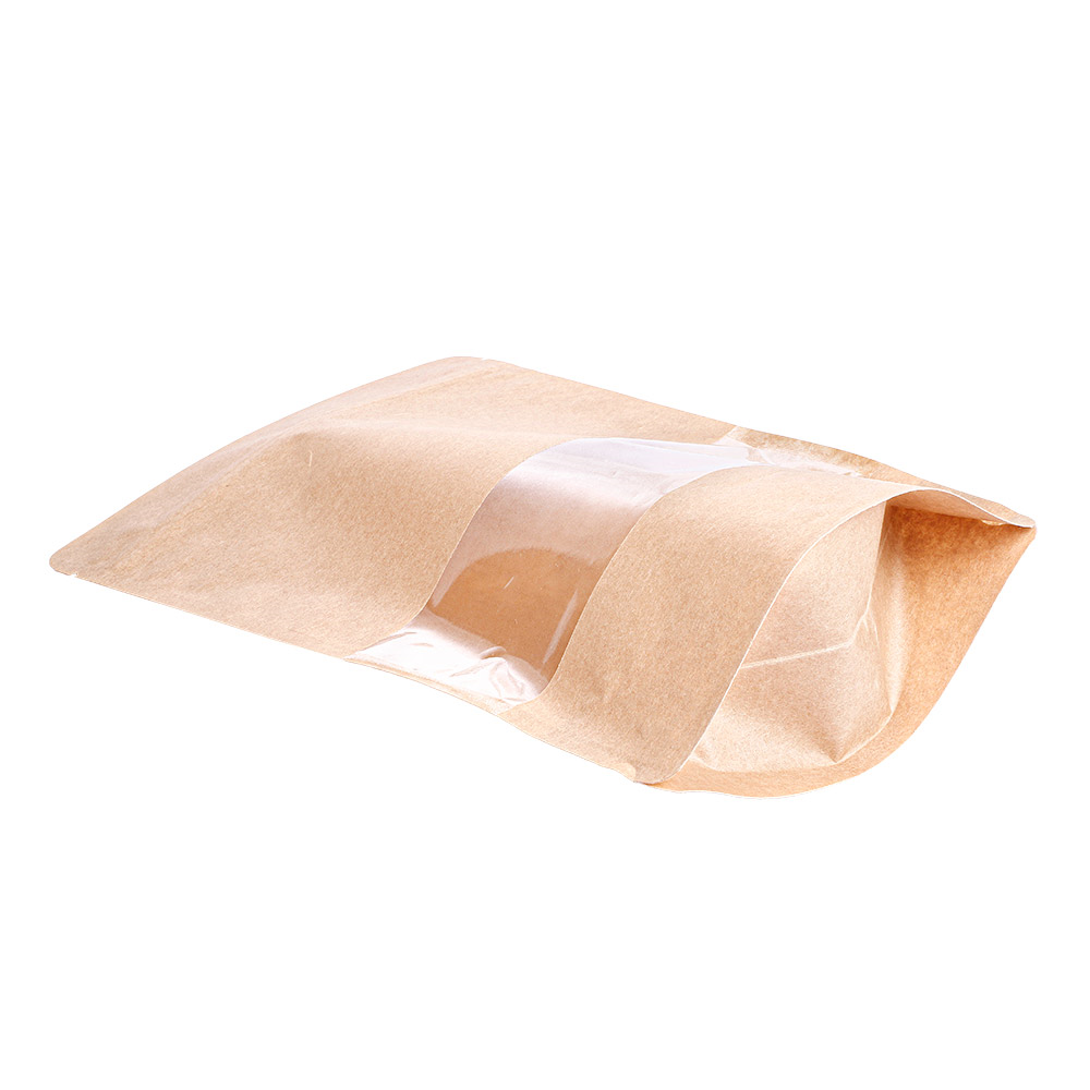 258.05-SACCHE CON CHIUSURA ZIP  1000 GR 45 + 13 PET + 27 CPP G/M2 20+5x30 CM NATURALE KRAFT (50 u.)