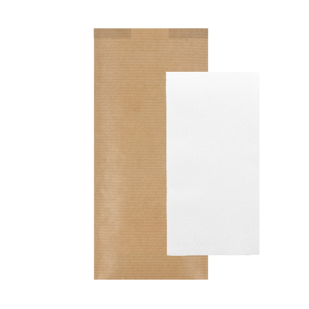 251.66-TOVAGLIOLI BIANCHI AIRLAID INCELLOFANATI 'JUST IN TIME CLOSED'  40 + 10PE G/M2 11x25 CM NATURALE KRAFT A COSTINE (150 u.)