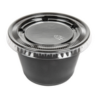 215.22-50 COPPETTE PICCOLE + 50 COPERCHI 120 ML Ø7,4x4,6 CM NERO PP