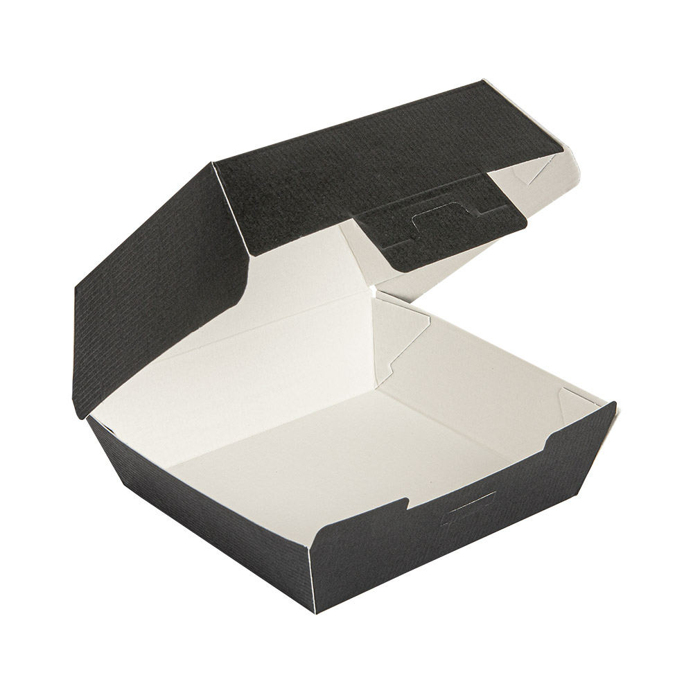 234.08-SCATOLE HAMBURGER 'THEPACK'  13x12,5x6,2 CM (S) NERO CARTONE NANO-MICRO (50 u.)