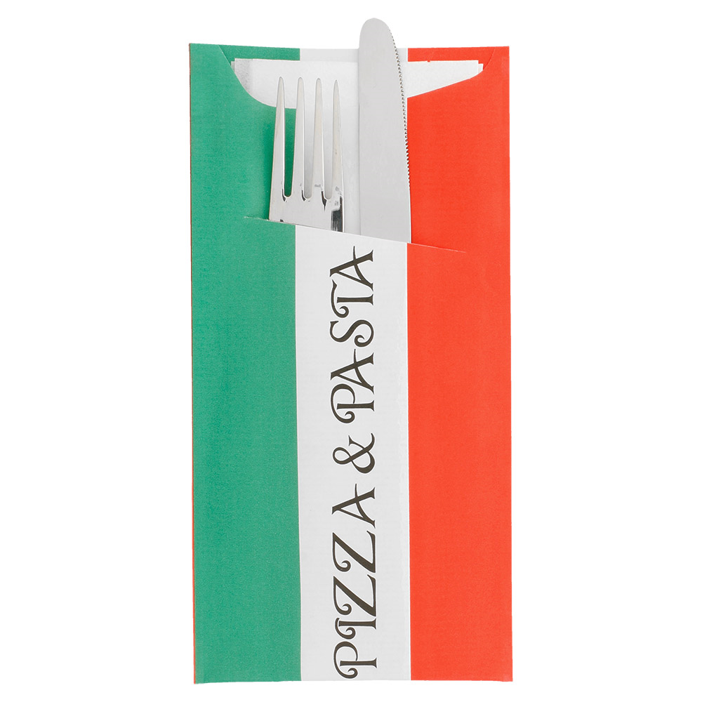 169.58-BUSTE PORTAPOSATE + TOVAGLIOLO 'JUST IN TIME OPEN' PIZZA & PASTA 90 + 10PE G/M2 11,2x22,5 CM BIANCO CELLULOSA (100 u.)