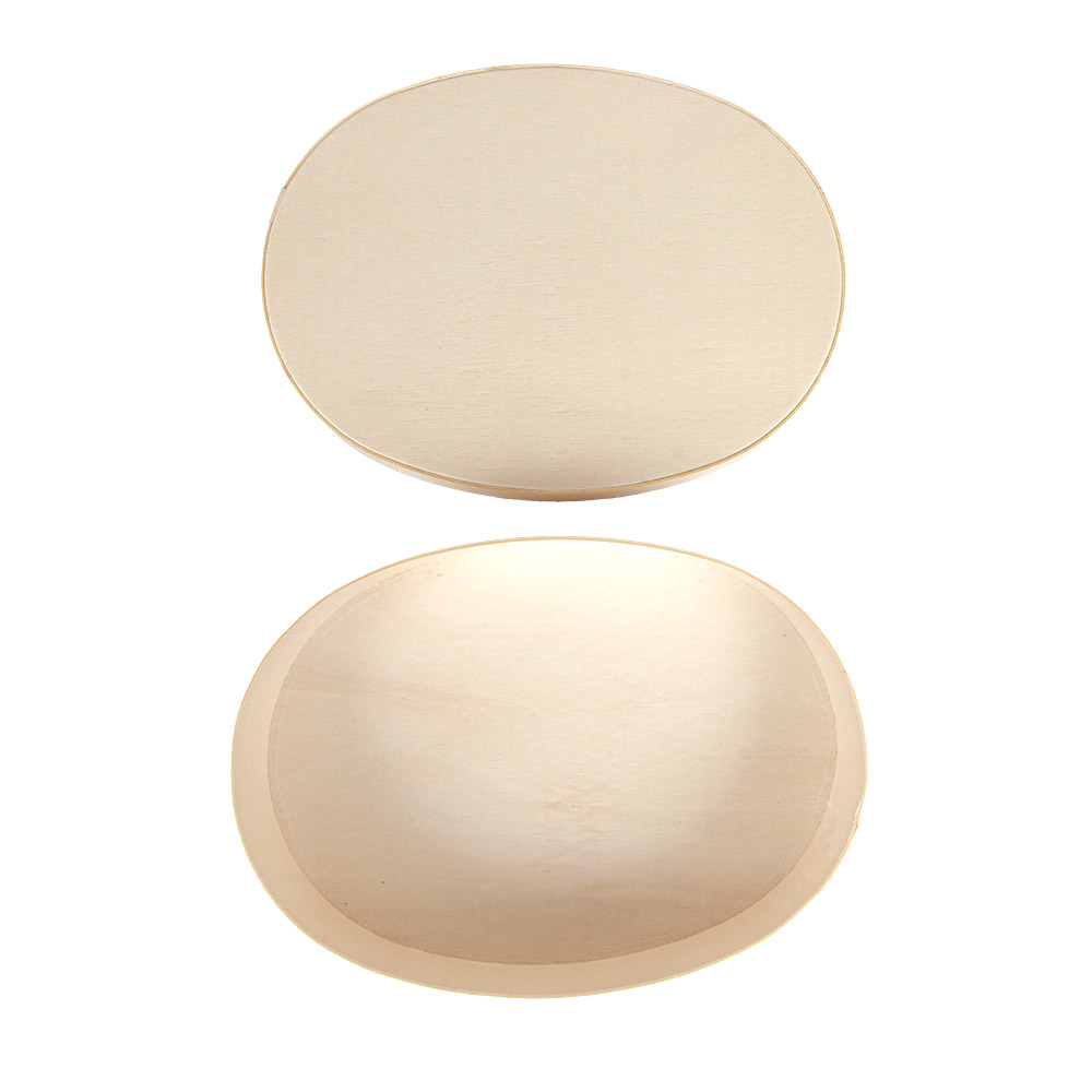 266.09-MINI SCATOLA OVALE CON COPERCHIO 'WOOD'  19,5x14,5x5 CM NATURALE LEGNO