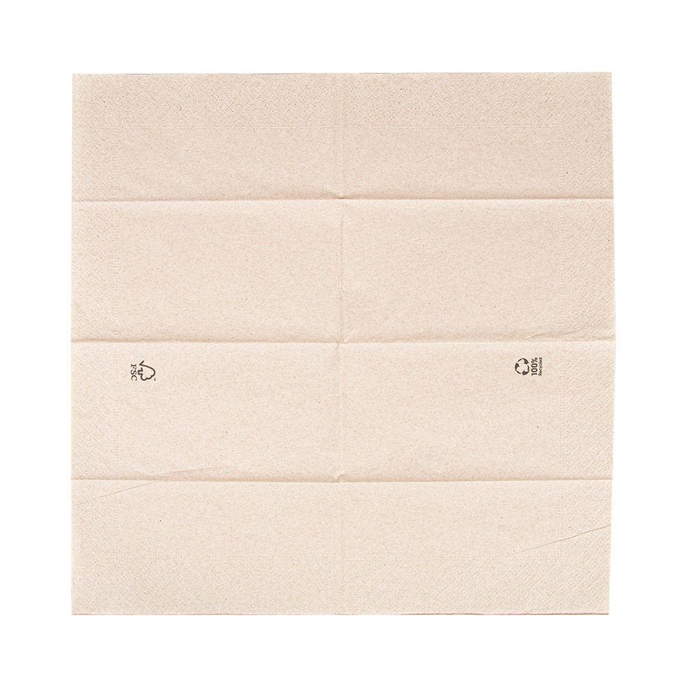 212.47-TOVAGLIOLI ECOLABEL 2 VELI PIEGATO 1/8 'FEEL GREEN'  18 G/M2 40x40 CM NATURALE TISSUE RICICLATO (50 u.)