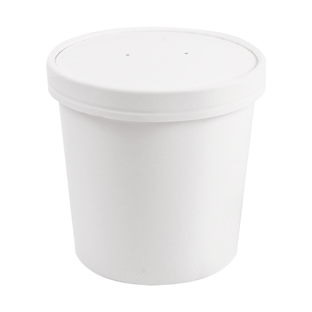226.41-CONTENITORI CON COPERCHI 780 ML - 26 oz 330 + 18 PE G/M2 Ø11,7/9,2x11 CM BIANCO CARTONE (25 u.)