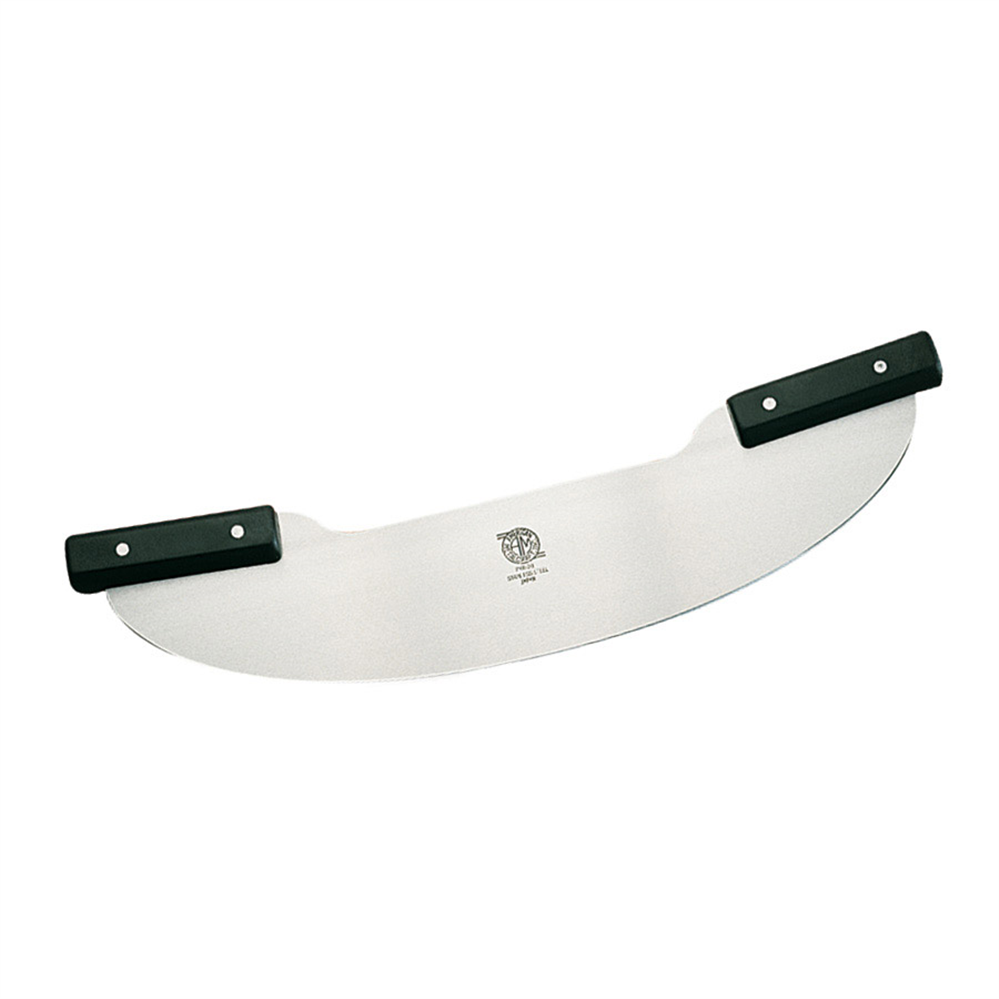 148.64-COLTELLO PIZZA DUE MANICI  53x11 CM ARGENTO ACCIAIO INOX