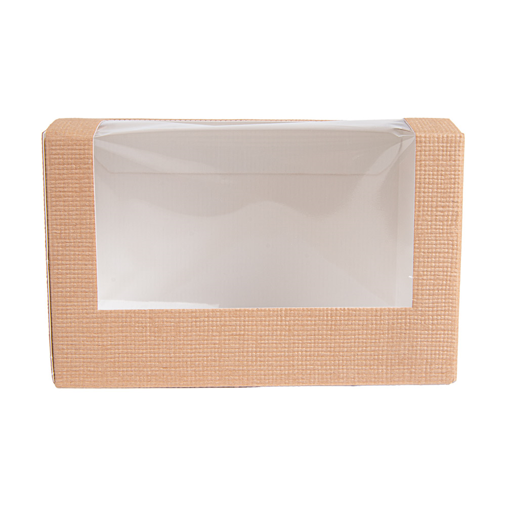 256.14-SCATOLE PER PASTICCERIA CON FINESTRA 'THEPACK'  11x13x8 CM NATURALE CARTONE NANO-MICRO + OPP (50 u.)