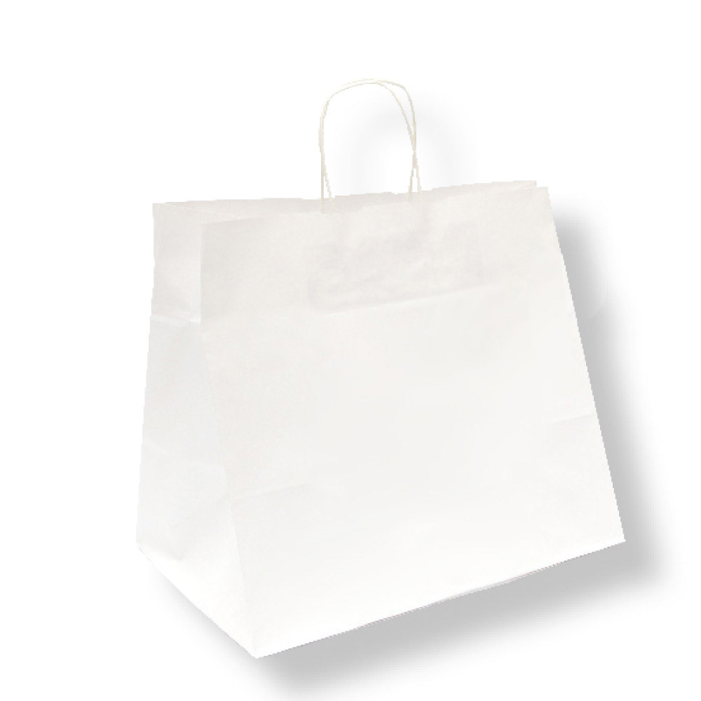167.05-BORSE SOS TRAITEUR CON MANICI  90 G/M2 32+21x28,5 CM BIANCO CELLULOSA (250 u.)