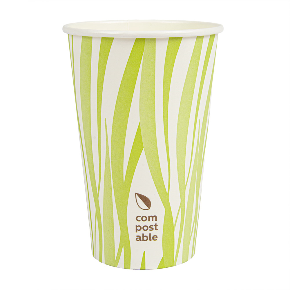 271.11-BICCHIERI BEVANDE FREDDE E CALDE 1 PARETE 'COMPOSTABLE GRASS' 480 ML - 16 oz 300 G/M2 Ø9/6x13,2 CM BIANCO CARTONE (50 u.)