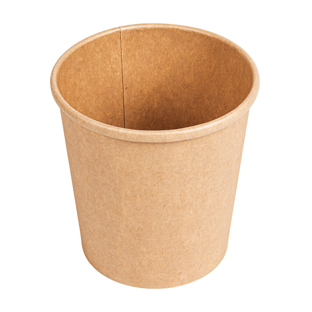 279.30-CONTENITORI CON COPERCHI 480 ML - 16 oz 320 + 18 PE G/M2 Ø 9,8/7,5x10 CM NATURALE KRAFT (25 u.)