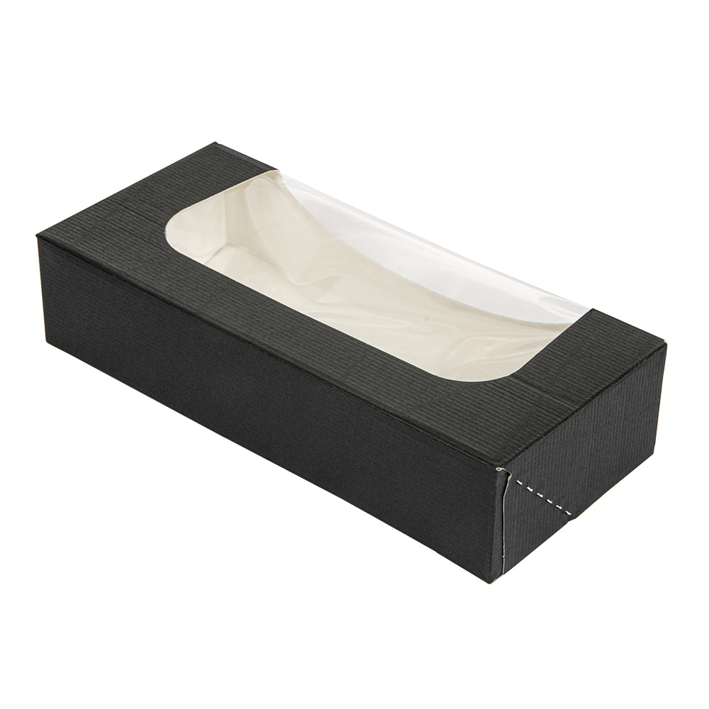 252.25-CONTENITORI SUSHI+FINESTRA 'THEPACK'  19,7x9x4,5 CM NERO CARTONE NANO-MICRO + OPP (50 u.)