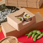 253.36-CONTENITORI SUSHI+FINESTRA 'THEPACK'  10x10x4 CM MARRONE CARTONE NANO-MICRO + OPP (50 u.)