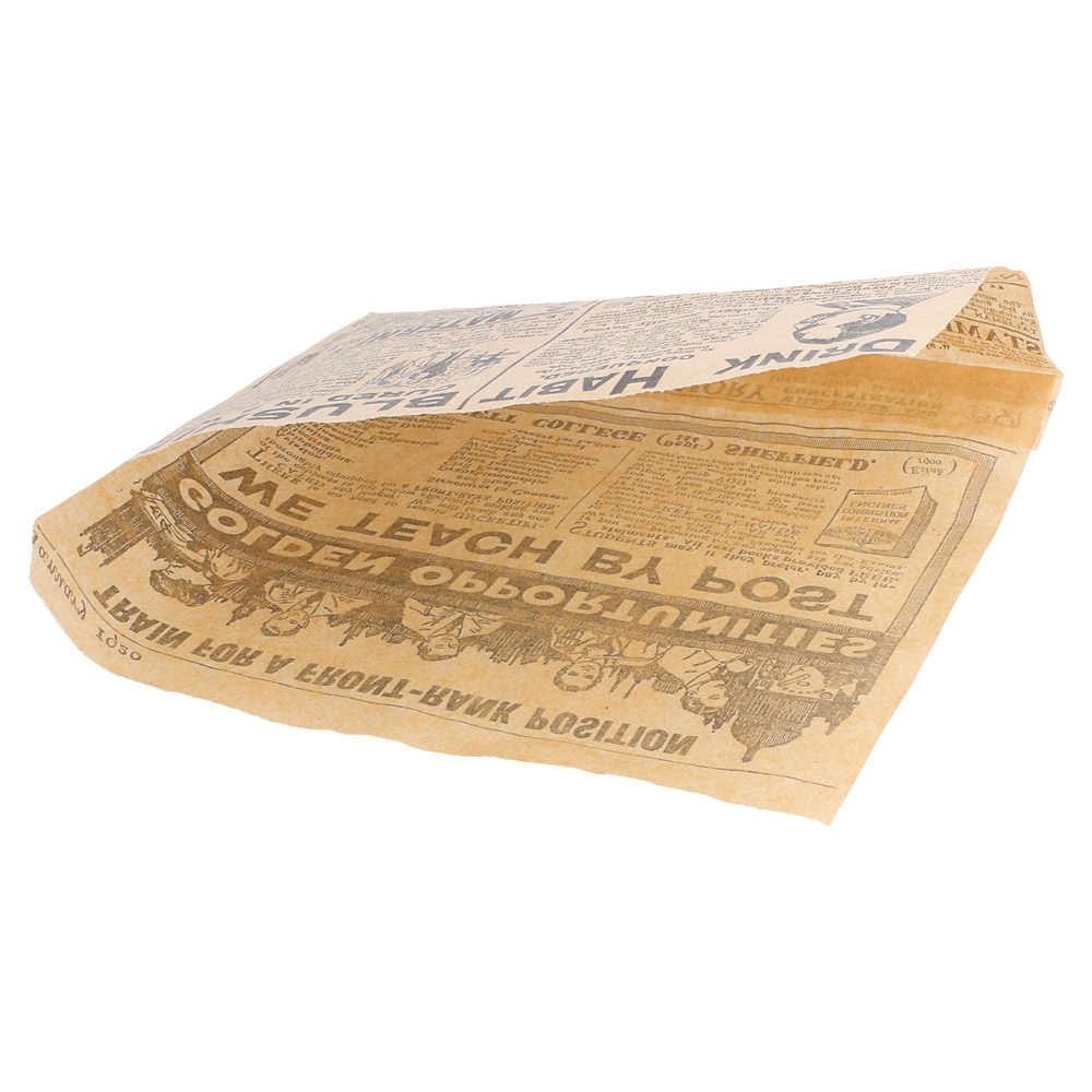 220.41-CARTA ANTIGRASSO APERTO 2 LATI FAST FOOD TIMES 32 G/M2 16x16,5 CM NATURALE PERGAMANA ANTIGRASSI (500 u.)