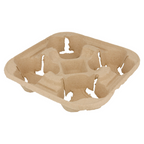 192.23-PORTABICCHIERI, 4 POSTI  22x22 CM NATURALE CARTONE (75 u.)