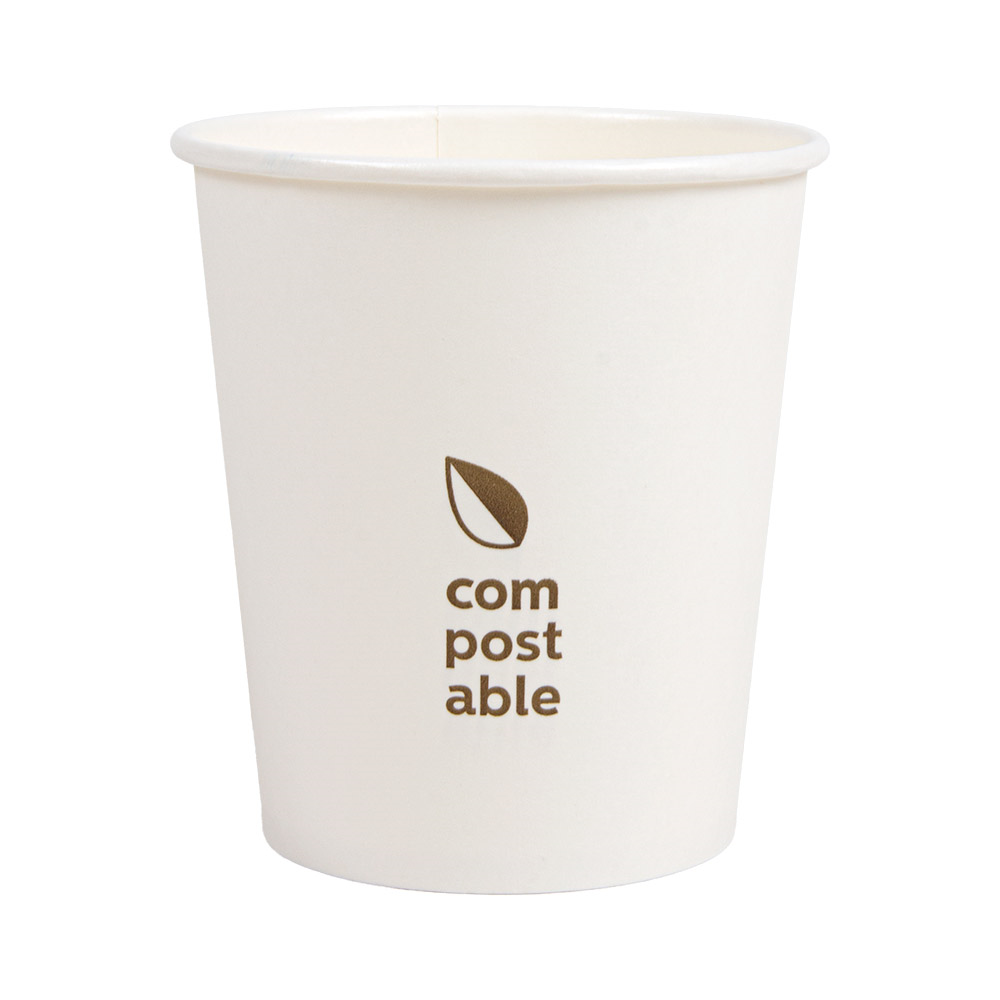 274.41-BICCHIERI BEVANDE FREDDE E CALDE 1 PARETE 'COMPOSTABLE' 180 ML - 6 oz 260 G/M2 Ø7,2/5,3x7,8 CM BIANCO CARTONE (50 u.)