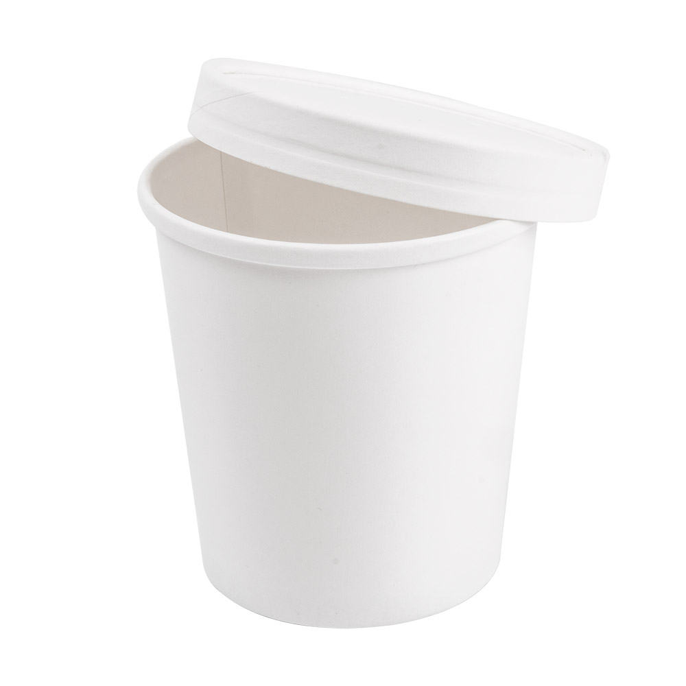 226.40-CONTENITORI CON COPERCHI 480 ML - 16 oz 320 + 18 PE G/M2 Ø9,7/7,5x10 CM BIANCO CARTONE (25 u.)