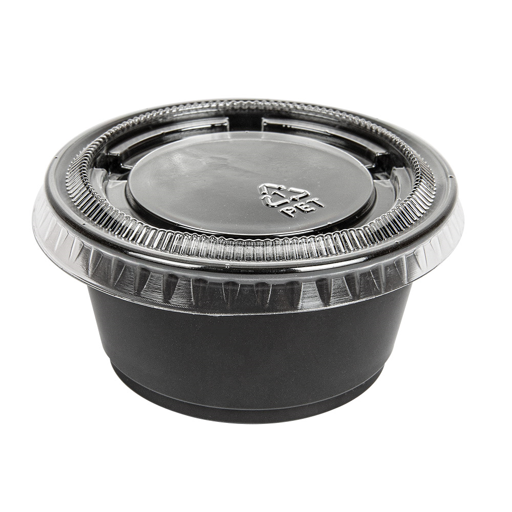 215.17-50 COPPETTE PICCOLE + 50 COPERCHI 60 ML Ø6,2x3,2 CM NERO PP