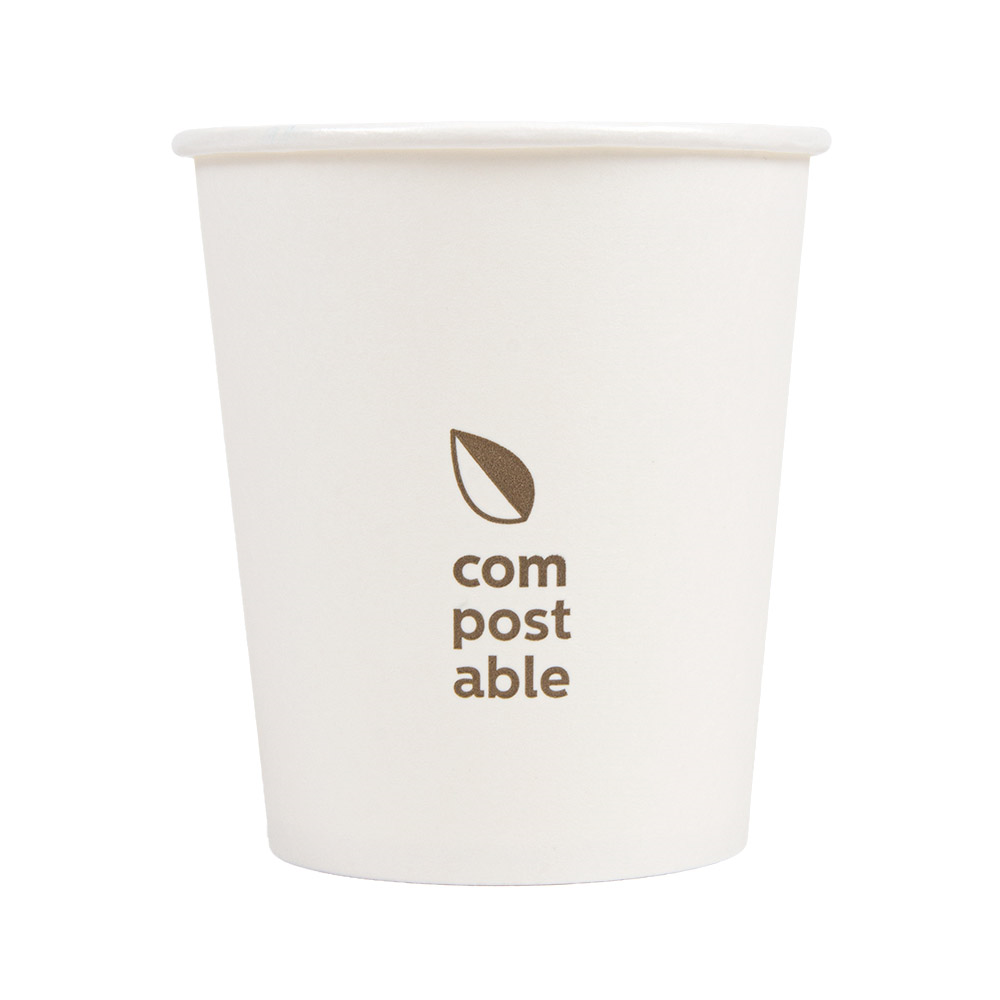 274.41-BICCHIERI BEVANDE FREDDE E CALDE 1 PARETE 'COMPOSTABLE' 180 ML - 6 oz 260 G/M2 Ø7,2/5,3x7,8 CM BIANCO CARTONE (50 u.)