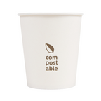 274.41-BICCHIERI BEVANDE FREDDE E CALDE 1 PARETE 'COMPOSTABLE' 180 ML - 6 oz 260 G/M2 Ø7,2/5,3x7,8 CM BIANCO CARTONE (50 u.)