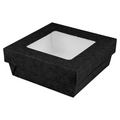 255.99-SCATOLINE+COPERCHI CON FINESTRA 'THEPACK' 500 ML 12x12x5 CM NERO CARTÓN NANO-MICRO + PP + OPP (25 u.)