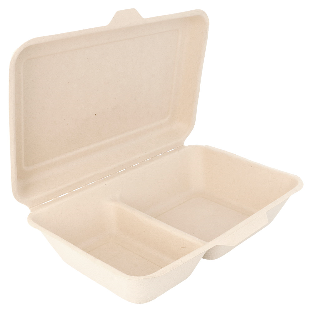 149.21-CONTENITORI 2 SCOMPARTI 'BIONIC' 1 L 16,5x22,5x6,4 CM NATURALE BAGASSA (50 u.)