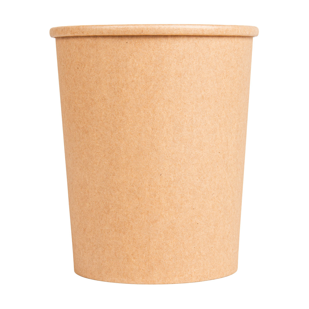 279.32-CONTENITORI CON COPERCHI 960 ML - 32 oz 330 + 18 PE G/M2 Ø11,7/9x13,5 CM NATURALE KRAFT (25 u.)