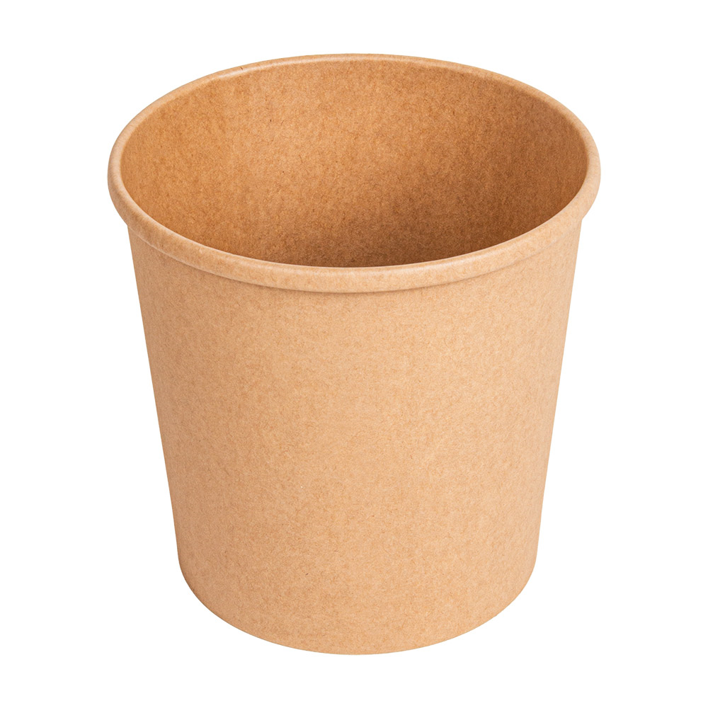 279.31-CONTENITORI CON COPERCHI 780 ML - 26 oz 330 + 18 PE G/M2 Ø11,6/9,3x11 CM NATURALE KRAFT (25 u.)