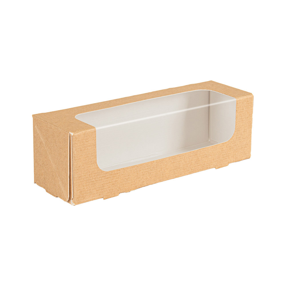 279.24-ASTUCCI PER MACARON CON FINESTRA 'THEPACK'  16x5x5 CM NATURALE CARTONE NANO-MICRO + OPP (50 u.)