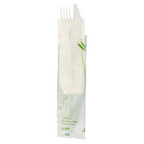 223.53-SET 3/1 FORCHETTA, COLETELLO, TOVAGLIOLO 'FEEL GREEN'  18 CM BIANCO CPLA (100 u.)