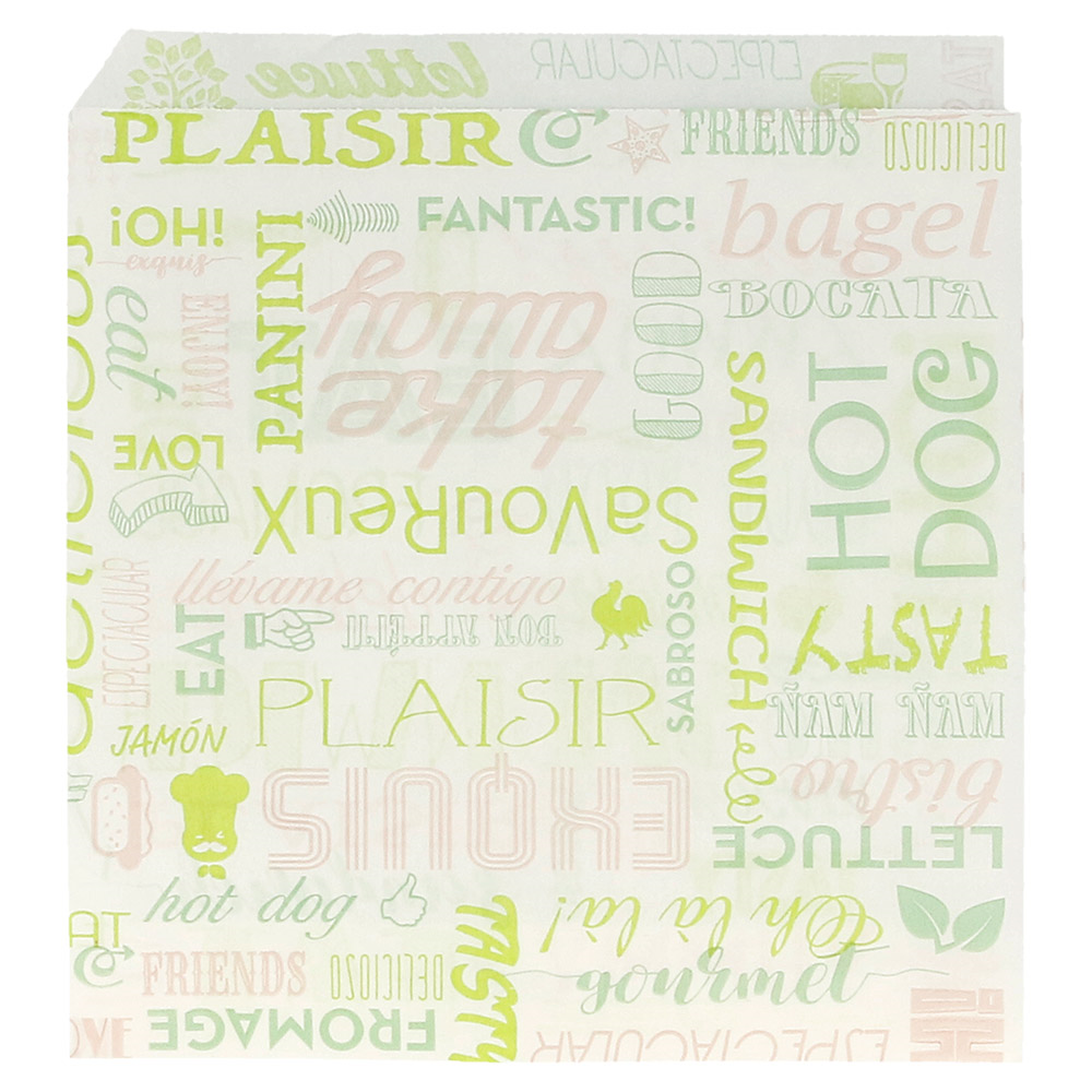 229.36-CARTA ANTIGRASSO APERTO 2 LATI FAST FOOD PAROLE 35 G/M2 16x16,5 CM BIANCO PERGAMANA ANTIGRASSI (500 u.)