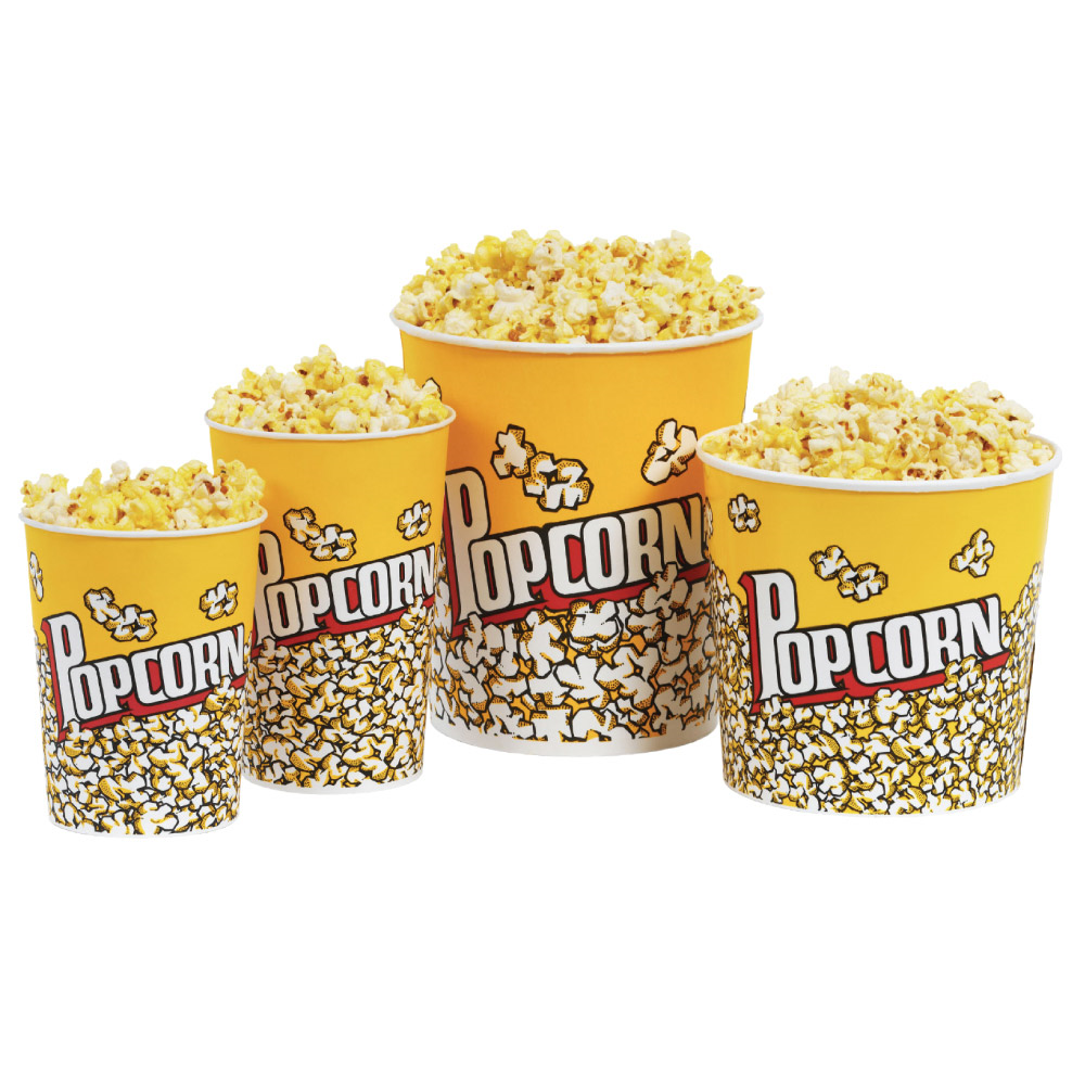 178.60-RECIPIENTI PER POPCORN  1920 ML 260 +20 PE G/M2 Ø 13,3/10x19,5 CM CARTONE (25 u.)