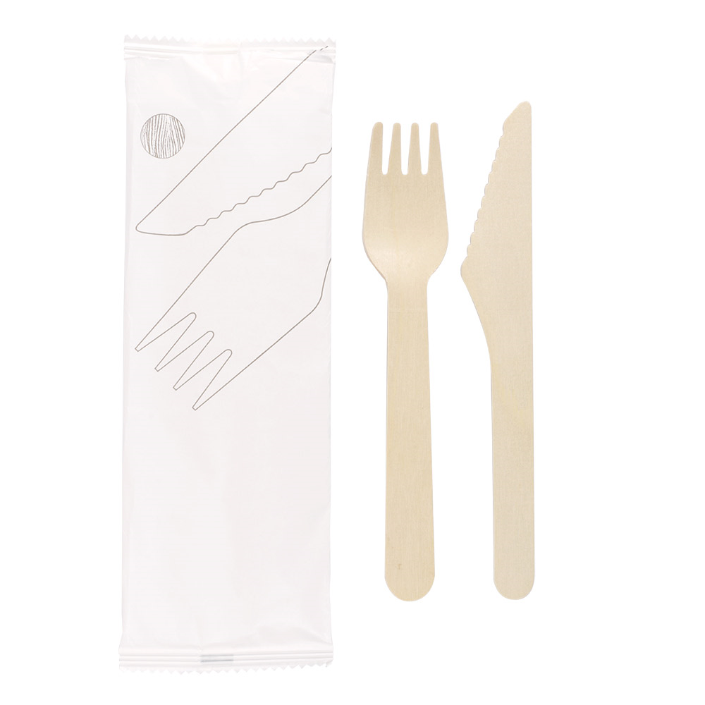 250.85-SET 2/1 FORCHETTA, COLTELLO 'WOOD' MAKAN  16 CM NATURALE LEGNO (100 u.)
