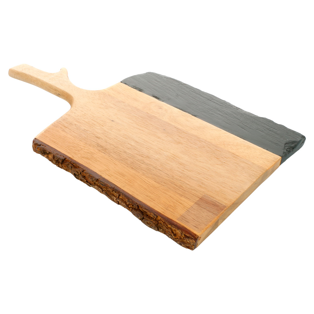 220.60-VASSOIO PRESENTAZIONE RETTANGOLARE 'WOOD'  30,5x19x1,2 CM NATURALE ARDESIA+LEGNO