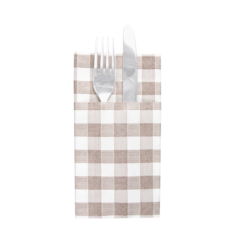228.58-TOVAGLIOLI CANGURO 'LIKE LINEN' VICHY 70 G/M2 40x40 CM TAUPE SPUNLACE (50 u.)