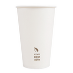274.44-BICCHIERI BEVANDE FREDDE E CALDE 1 PARETE 'COMPOSTABLE' 480 ML - 16 oz 300 G/M2 Ø9/6x13,2 CM BIANCO CARTONE (50 u.)