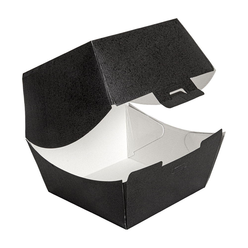 277.80-SCATOLE HAMBURGER 'THEPACK'  14,4x14x11,5 CM (XL TALLER) NERO CARTONE NANO-MICRO (50 u.)