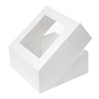 253.26-SCATOLE PER PASTICCERIA CON FINESTRA 'THEPACK' DECO  18x18x7,5 CM BIANCO CARTONE NANO-MICRO + OPP (50 u.)