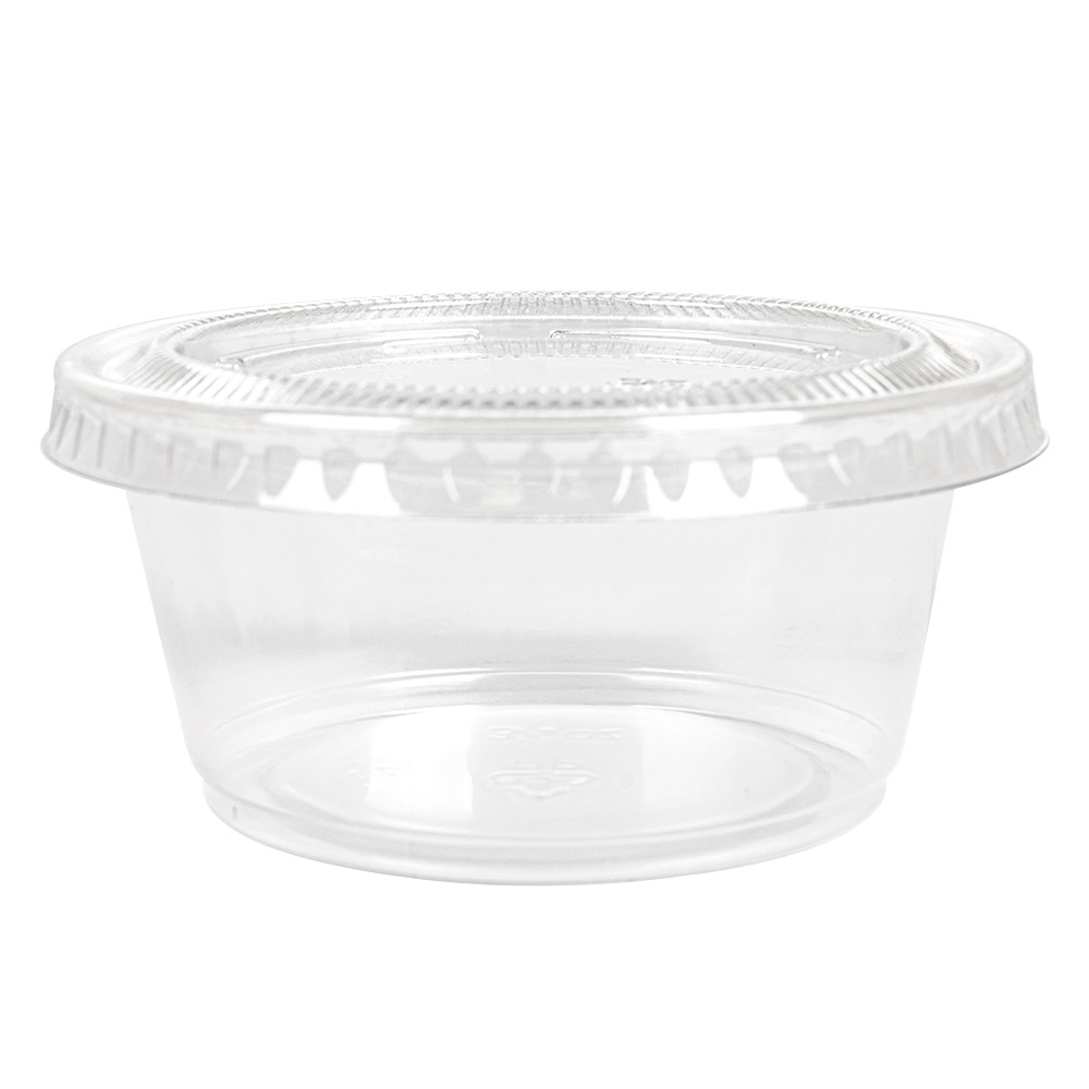 215.08-50 COPPETTE PICCOLE + 50 COPERCHI 100 ML Ø7,4x3,5 CM TRASPARENTE PP