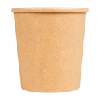 279.30-CONTENITORI CON COPERCHI 480 ML - 16 oz 320 + 18 PE G/M2 Ø 9,8/7,5x10 CM NATURALE KRAFT (25 u.)