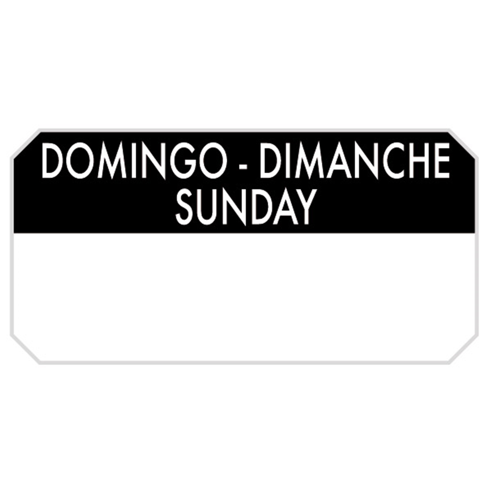 393.79-1000 U. ETICHETTE ADESIVE DOMENICA   5x2,5 CM NERO ADESIVO