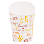 229.58-BICCHIERE PER FRITTI APERTO PAROLE 9 OZ - 270 ML 220 + 18PE G/M2 Ø7x10,5 CM BIANCO CARTONE (100 u.)