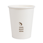 274.42-BICCHIERI BEVANDE FREDDE E CALDE 1 PARETE 'COMPOSTABLE' 240 ML - 8 oz 280 G/M2 Ø8/5,6x9,2 CM BIANCO CARTONE (50 u.)