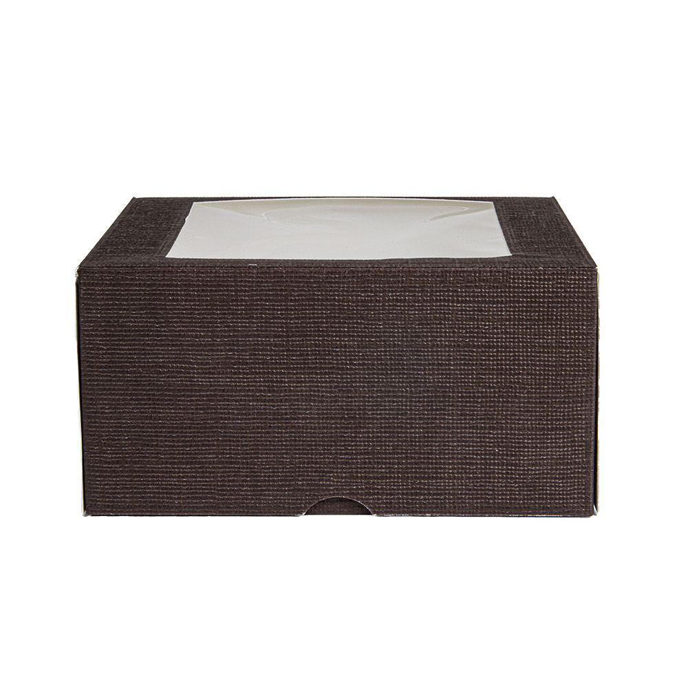269.60-SCATOLE PER PASTICCERIA CON FINESTRA 'THEPACK'  16x16x8 CM CIOCCOLATO CARTONE NANO-MICRO + OPP (50 u.)