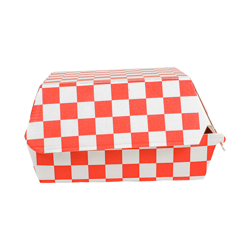 274.01-SCATOLE HAMBURGER 'THEPACK' RED FITIPALDI  12,5x12x5,8 CM ROSSO/NATURALE CARTONE NANO-MICRO (50 u.)