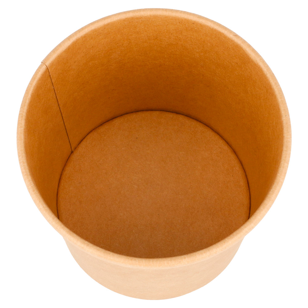 212.59-CONTENITORI CON COPERCHI 360 ML - 12 oz 300 + 18 PE G/M2 Ø 9/7,3x8,6 CM NATURALE KRAFT (25 u.)