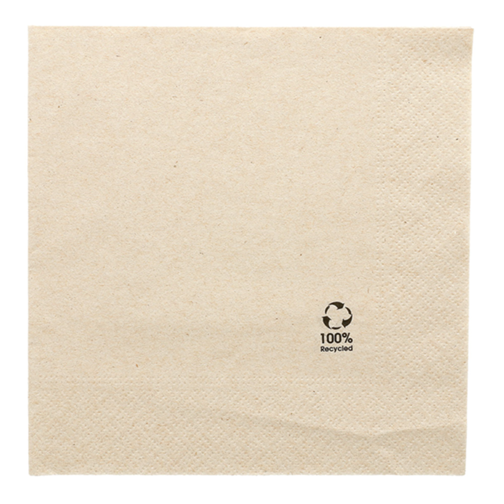 102.67-TOVAGLIOLI ECOLABEL 2 VELI 'FEEL GREEN'  18 G/M2 33x33 CM NATURALE TISSUE RICICLATO (100 u.)