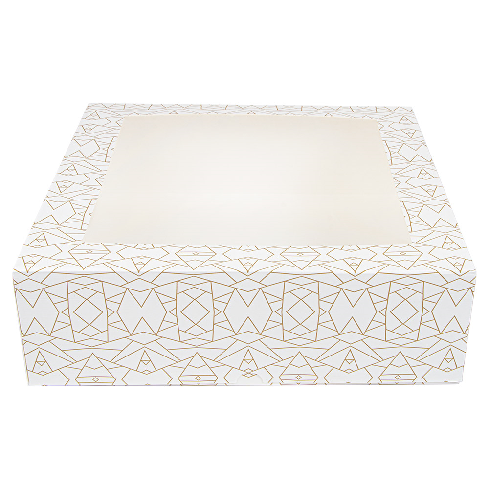 253.30-SCATOLE PER PASTICCERIA CON FINESTRA 'THEPACK' DECO  32x32x10 CM BIANCO CARTONE NANO-MICRO + OPP (50 u.)