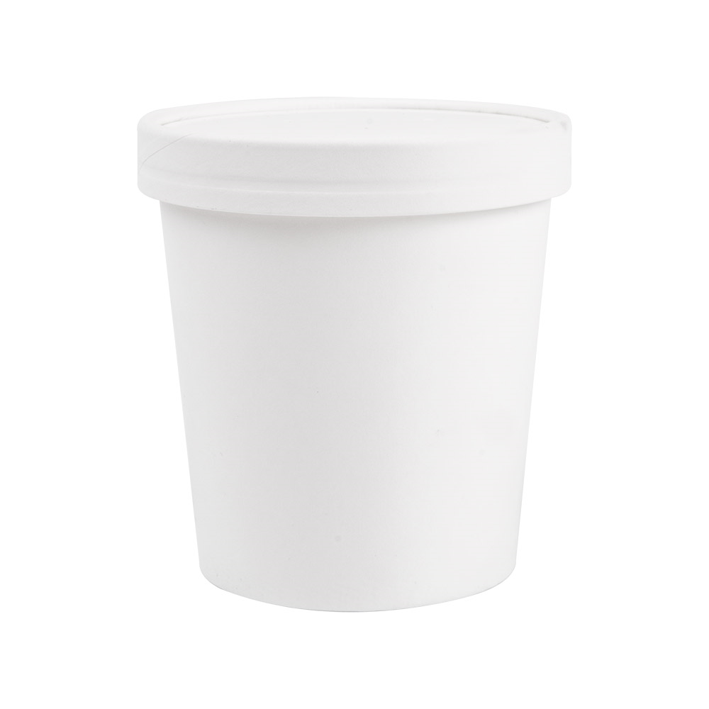 226.40-CONTENITORI CON COPERCHI 480 ML - 16 oz 320 + 18 PE G/M2 Ø9,7/7,5x10 CM BIANCO CARTONE (25 u.)